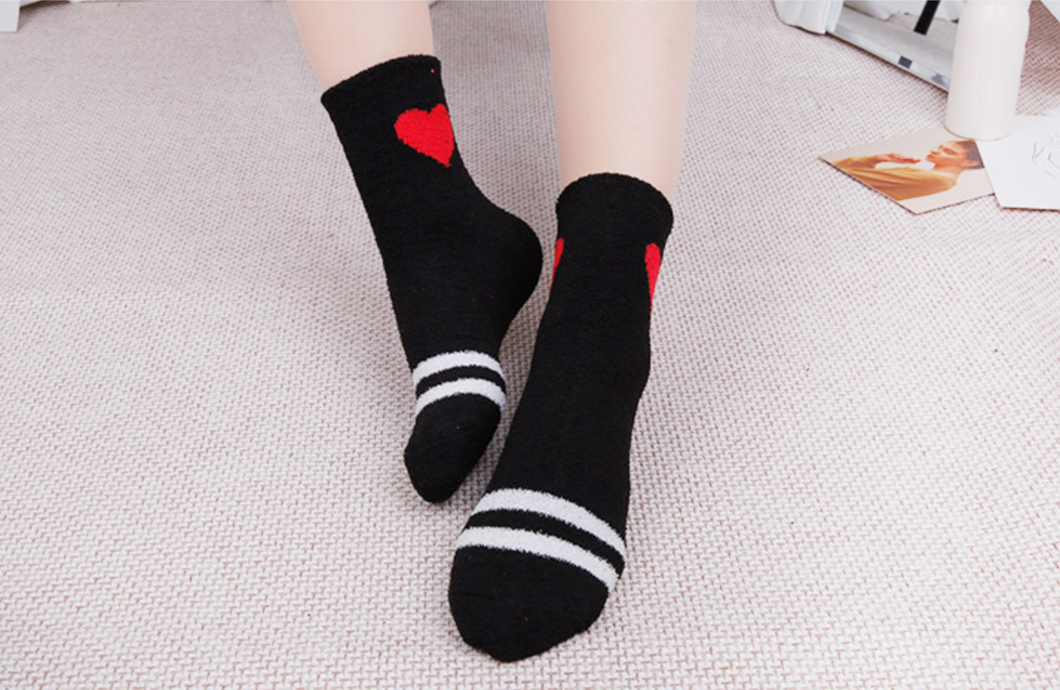 Heart Fuzzy Socks, Soft and Comfortable