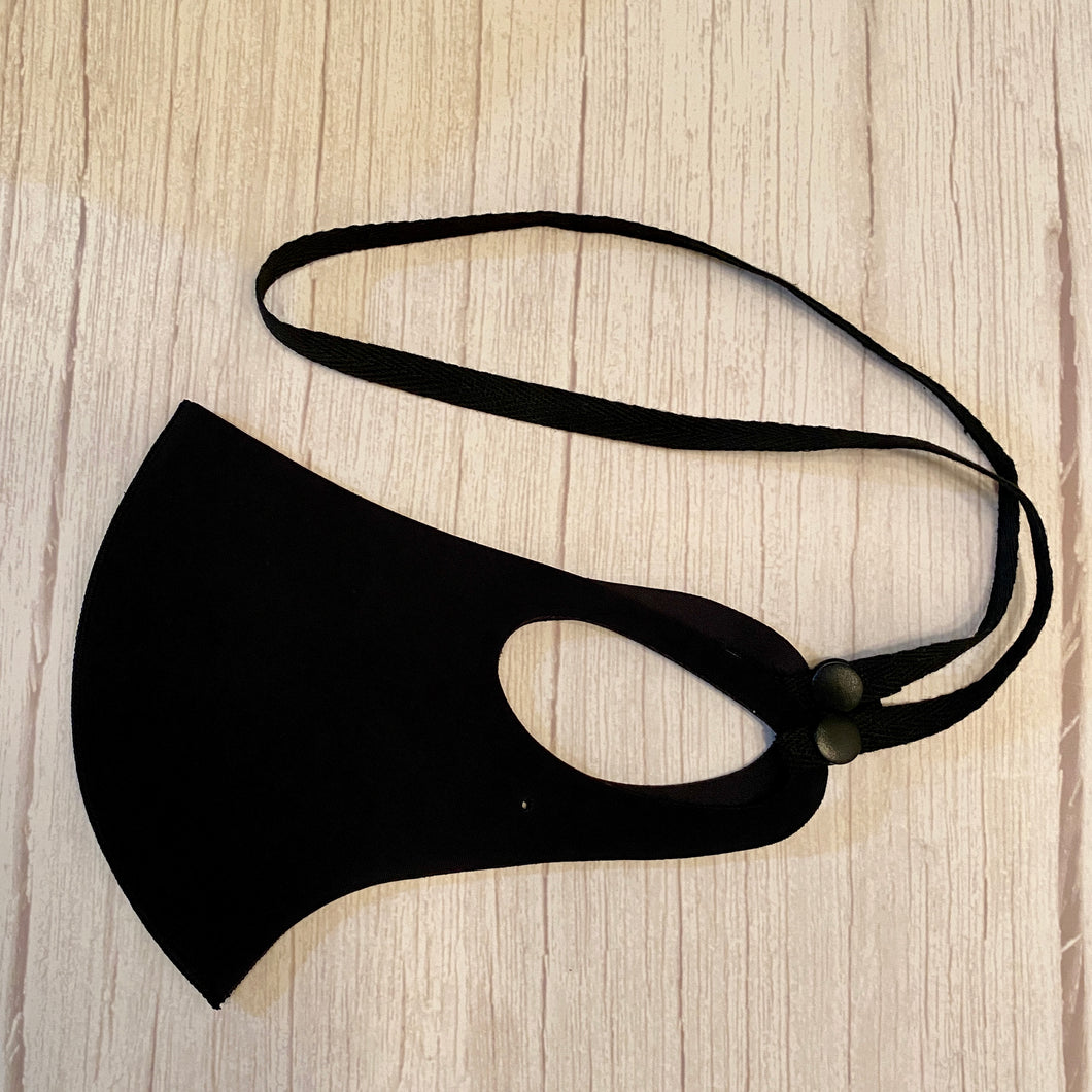 Men's Chic Black Mask Strap, Herringbone Pattern