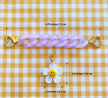Load image into Gallery viewer, Cute Purple Phone Case Chain Strap with Smiley Flower Charm

