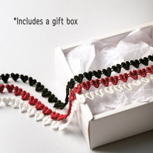 Load image into Gallery viewer, Heart Lace Mask Strap Holder with Metal Clasp (Red, White, and Black)

