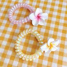 Load image into Gallery viewer, Cute Plumeria Charm Hair Ties (Pink and Yellow)
