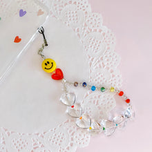 Load image into Gallery viewer, Cute Beaded Phone Strap Holder with Smiley Face and Heart Charms
