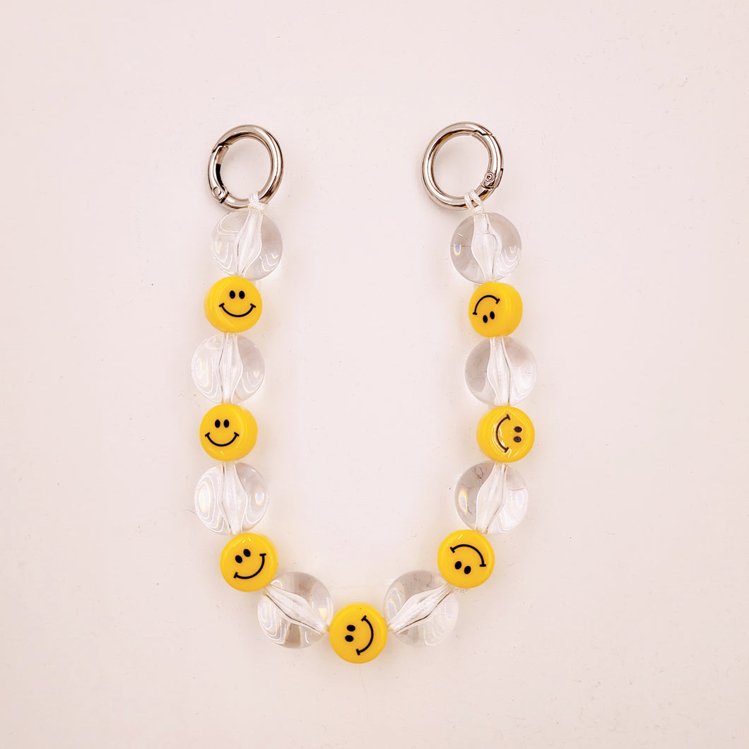 Cute Smiley Face Beaded Phone Strap Holder