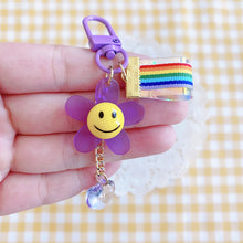 Load image into Gallery viewer, Purple Smiley Flower Keyring
