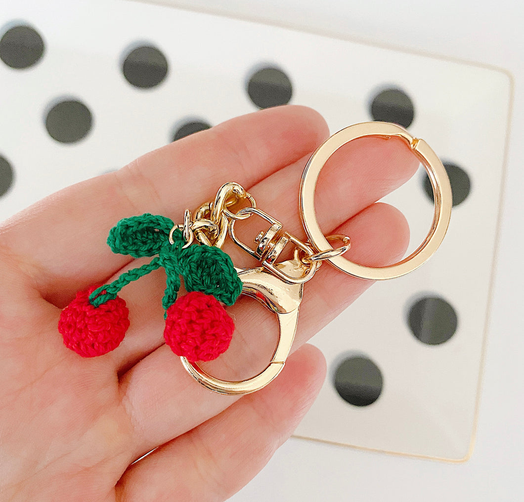 Cute Knitted Cherry Keychain (mini size)