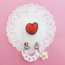 Load image into Gallery viewer, Cute Phone Case Chain with Smiley Flower Charm (Purple and White)
