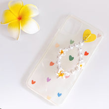 Load image into Gallery viewer, Pearl and Yellow Plumeria Phone Case Charm with Heart Adhesive Hooks
