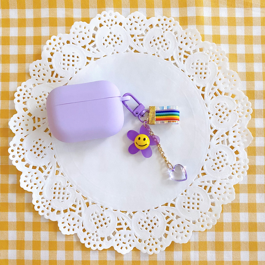 Purple Smiley Flower Keyring