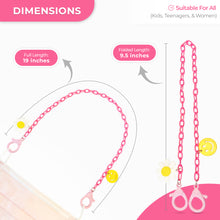 Load image into Gallery viewer, Pink Plastic Mask Holder with Daisy and Smiley Face Charms
